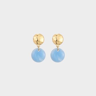 Oorbellen resin rond blauw