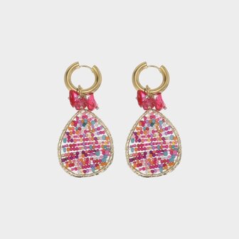 Oorbellen creool druppel fuchsia