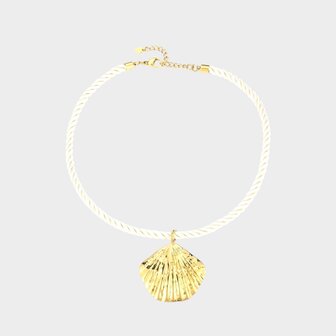 Ketting touw schelp beige
