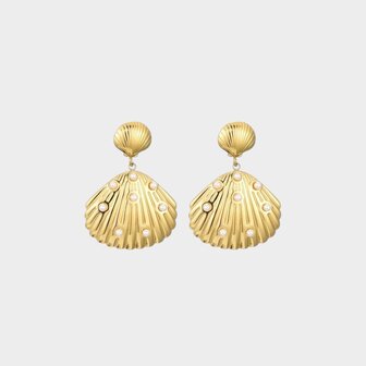 Oorbellen duo schelp parel