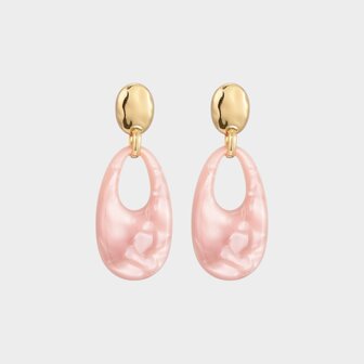 Oorbellen druppel resin roze
