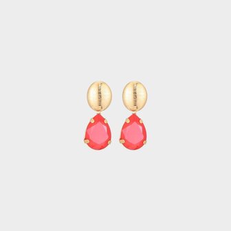 Oorbellen crystal druppel rood