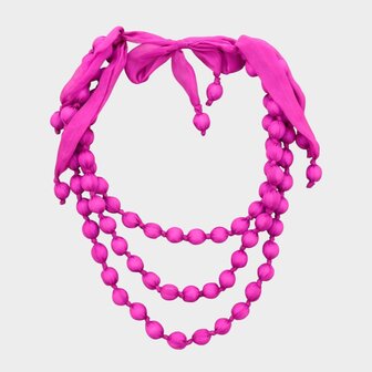 Ketting bal stof fuchsia