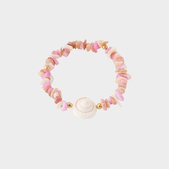 Armband staal schelp roze