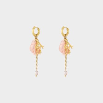 Oorbellen creool schelp roze