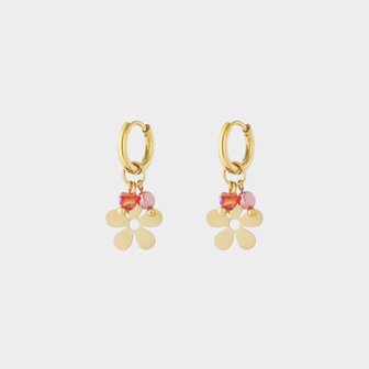 Oorbellen creool bloem rood