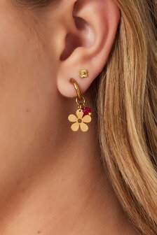 Oorbellen creool bloem rood