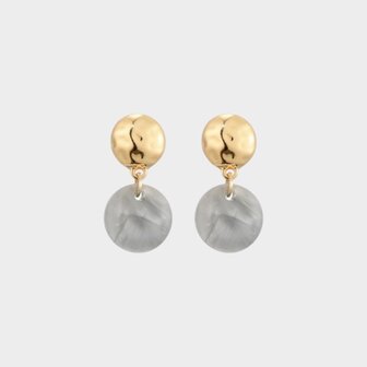 Oorbellen resin rond grijs