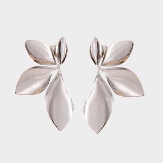 Oorbellen bloem half zilver