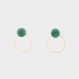 Oorbellen ring steen groen