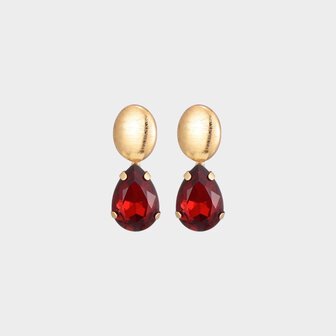 Oorbellen crystal druppel bordeaux