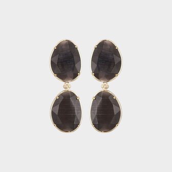 Oorbellen cat stone grijs