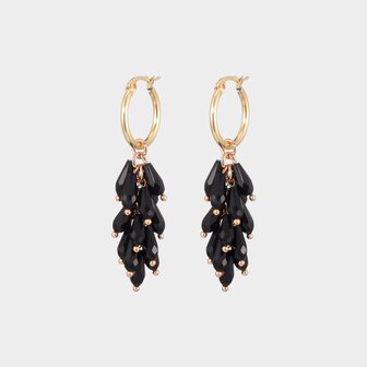 Oorbellen creool beads zwart