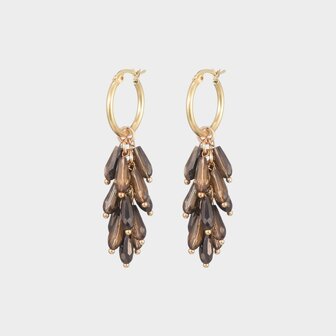 Oorbellen creool beads bruin