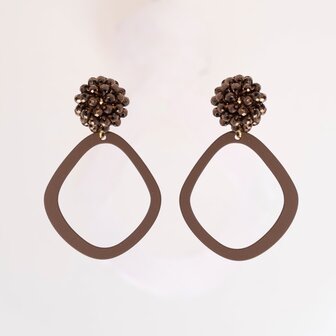 Oorbellen candy knop bruin