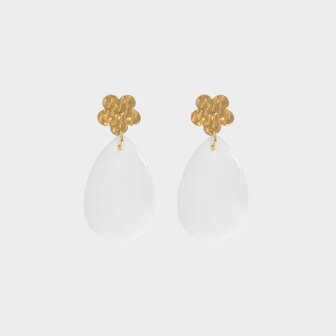 Oorbellen schelp bloem wit