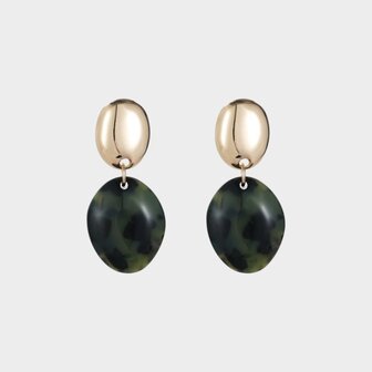 Oorbellen knop resin groen