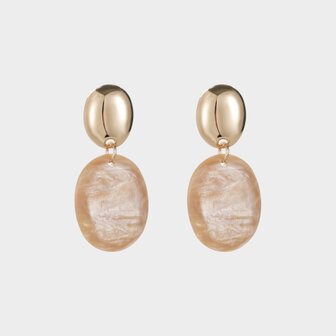 Oorbellen knop resin beige
