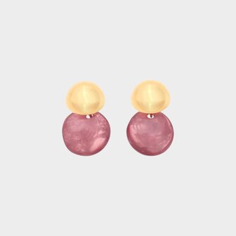 Oorbellen duo rond aubergine