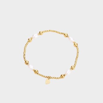 Armband staal goud parel