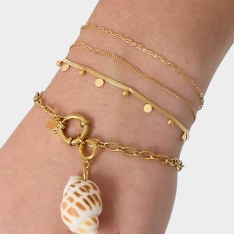 Armband staal trio goud