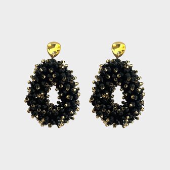Oorbellen kraal drop zwart