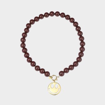 Ketting smiley slot bruin