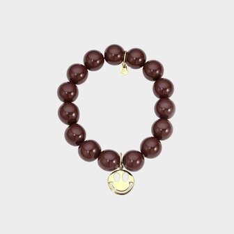 Armband smiley bol bruin