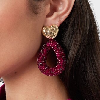 Oorbellen candy hart magenta