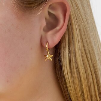 Oorbellen creool zeester goud