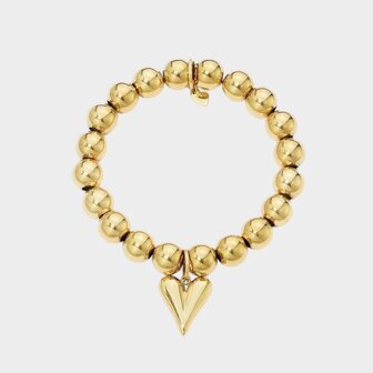 Armband staal bolletjes hart