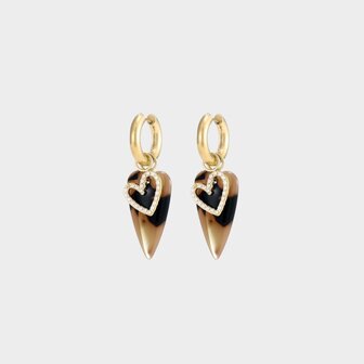 Oorbellen hart leopard parel
