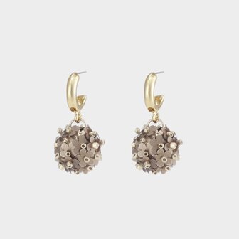 Oorbellen creool paillet taupe