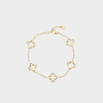 Armband klaver crystal wit
