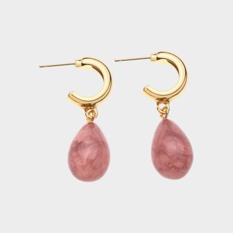 Oorbellen creool druppel roze
