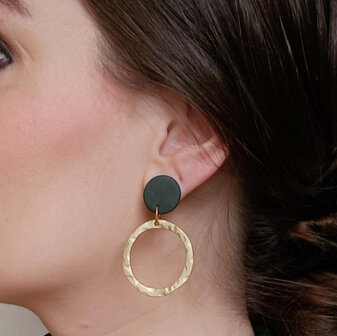 Oorbellen cirkel mat groen