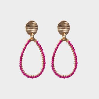 Oorbellen mini druppel fuchsia