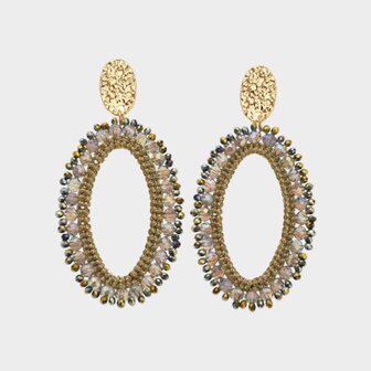 Oorbellen ovaal draad groen