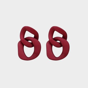 Oorbellen schakel mat bordeaux