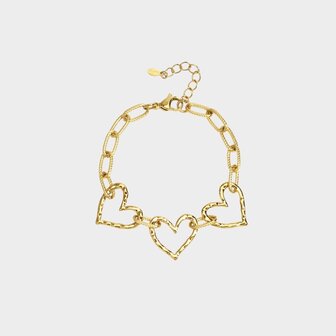 Armband schakel trio hart