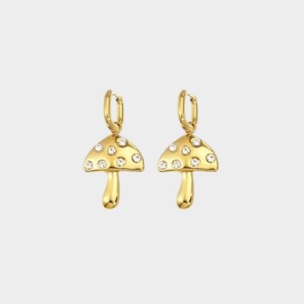 Oorbellen creool paddenstoel wit