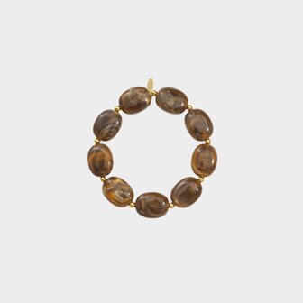 Armband resin staal bruin