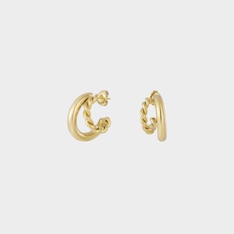 Oorbellen duo creool goud