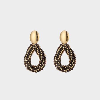 Oorbellen drop miyuki zwart