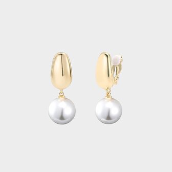 Oorbellen clip goud parel