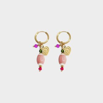 Oorbellen creool roze hart