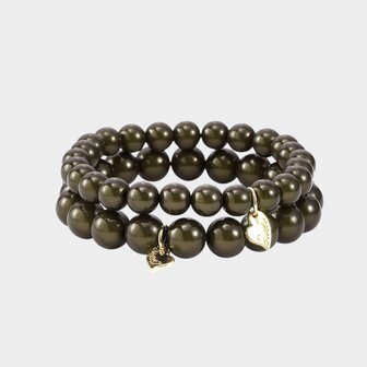 Armband set kraal donkerbruin