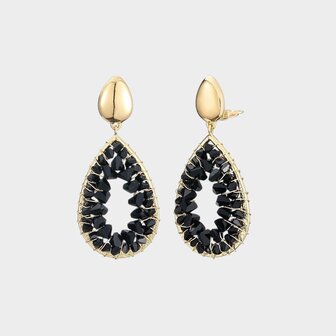 Oorbellen clip glas zwart