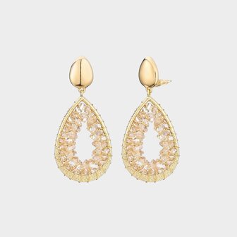 Oorbellen clip glas nude