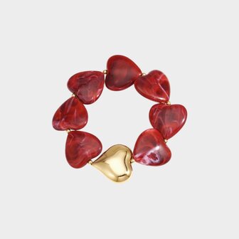 Armband hart resin rood